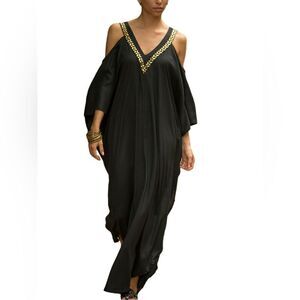 Black and gold cold shoulder caftan. O/S